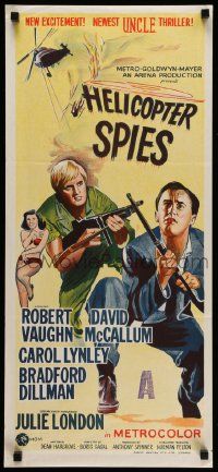 5r474 HELICOPTER SPIES Aust daybill '67 art of Robert Vaughn, David McCallum, The Man from UNCLE!
