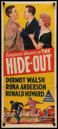 5r476 HIDE-OUT Aust daybill '56 English crime film noir thriller, Dermot Walsh, Rona Anderson!