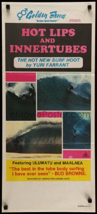 5r482 HOT LIPS & INNERTUBES Aust daybill '70s Yuri Farrant, surfing documentary!