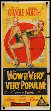 5r487 HOW TO BE VERY, VERY POPULAR Aust daybill '55 sexy students Betty Grable & Sheree North!
