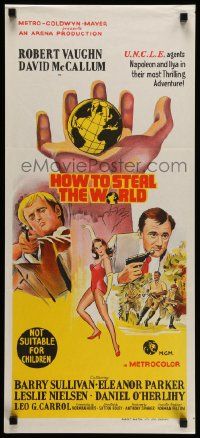 5r488 HOW TO STEAL THE WORLD Aust daybill '68 Robert Vaughn is The Man from UNCLE, different art!