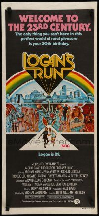 5r510 LOGAN'S RUN Aust daybill '76 art of Michael York & Jenny Agutter escaping by Charles Moll!
