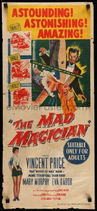 5r516 MAD MAGICIAN Aust daybill '54 Vincent Price as crazy magician who performs dangerous tricks!