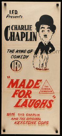 5r518 MADE FOR LAUGHS Aust daybill 1952 great art of Charlie Chaplin in classic pose!