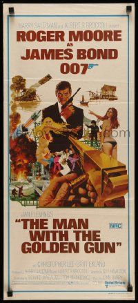 5r523 MAN WITH THE GOLDEN GUN Aust daybill '74 art of Roger Moore as James Bond by McGinnis!