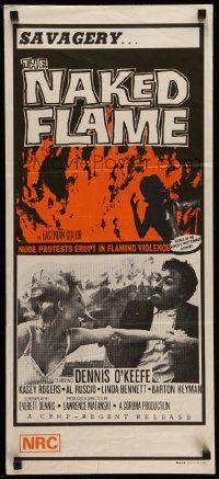 5r535 NAKED FLAME Aust daybill '64 Dennis O'Keefe, filmed in the world's most rugged country!