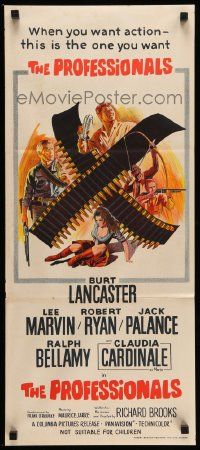 5r550 PROFESSIONALS Aust daybill R71 art of Lancaster, Lee Marvin & sexy Claudia Cardinale!