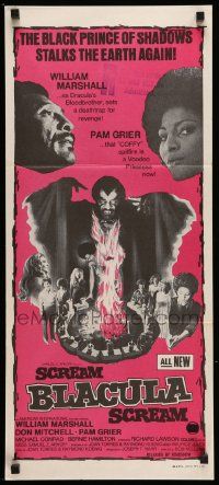 5r562 SCREAM BLACULA SCREAM Aust daybill '73 image of black vampire William Marshall & Pam Grier!