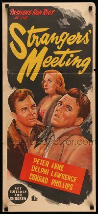 5r574 STRANGERS' MEETING Aust daybill '57 Peter Arne, Delphi Lawrence, passions run riot!