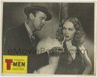 5r624 T-MEN Aust LC '48 Anthony Mann film noir, image of Dennis O'Keefe, smoking Mary Meade!