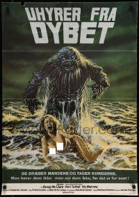 5r264 HUMANOIDS FROM THE DEEP German '80 art monster over sexy topless girl on beach!
