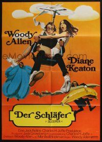 5r315 SLEEPER German '74 Woody Allen, Diane Keaton, wacky futuristic sci-fi art by McGinnis!