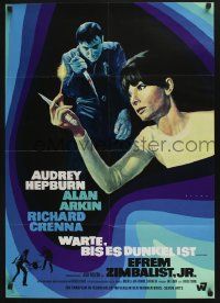 5r327 WAIT UNTIL DARK German '67 close up of blind Audrey Hepburn, who is terrorized by Alan Arkin
