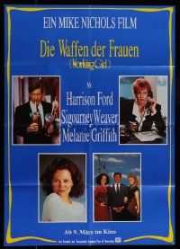 5r332 WORKING GIRL teaser German '89 Harrison Ford, Melanie Griffith & Sigourney Weaver!