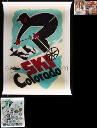 5s381 LOT OF 4 UNFOLDED REPRO SKI POSTERS '90s great artwork & photo images!