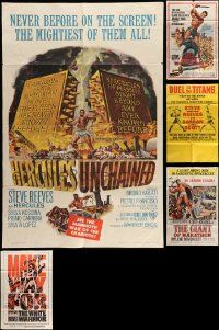 5s182 LOT OF 5 FOLDED STEVE REEVES SWORD AND SANDAL ONE-SHEETS '60s Hercules Unchained & more!