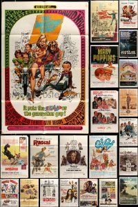 5s164 LOT OF 22 FOLDED ONE-SHEETS '60s-70s great images from a variety of different movies!