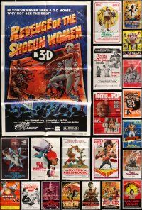 5s162 LOT OF 26 FOLDED KUNG FU ONE-SHEETS '70s-80s cool images from martial arts movies!