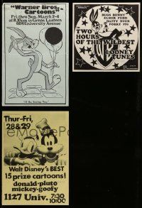 5s364 LOT OF 3 FORMERLY FOLDED COLLEGE CARTOON POSTERS '60s Bugs Bunny Looney Tunes & Disney!