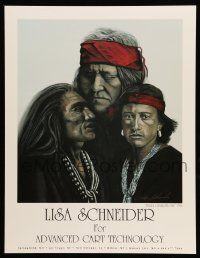 5t099 LISA SCHNEIDER signed 17x22 art print '94 by the artist, Three Generations, Native-Americans!