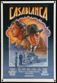 5t876 CASABLANCA 27x40 video poster R92 Bogart, Bergman, Curtiz classic, C. Michael Dudash art!