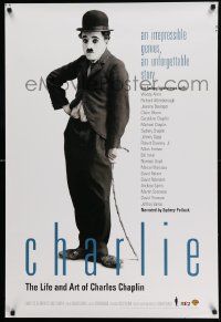 5t878 CHARLIE: THE LIFE & ART OF CHARLES CHAPLIN 27x40 video poster '03 image of the star w/ cane