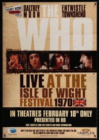 5t596 CINEPLEX ENTERTAINMENT heavy stock 1sh '00s The Who Live at the Isle of Wight Festival!