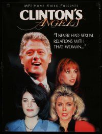 5t882 CLINTON'S ANGELS 18x24 video poster '98 Bill with Gennifer Flowers, Jones, Monica Lewinsky!