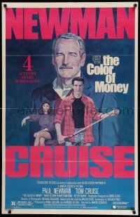 5t884 COLOR OF MONEY 26x41 video poster '86 Tanenbaum art of Paul Newman & Tom Cruise playing pool
