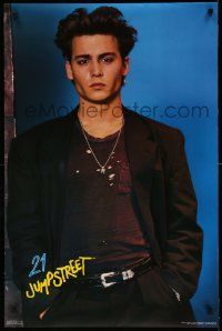 5t774 21 JUMP STREET 23x35 commercial poster '87 portrait of young Johnny Depp from the series!