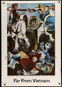 5t812 FAR FROM VIETNAM 30x43 commercial poster '68 Godard, Resnais, art by Pablo Picasso!