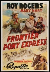 5t816 FRONTIER PONY EXPRESS 27x40 commercial poster '90s Roy Rogers saving Mary Hart from bad guy!