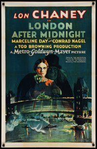 5t833 LONDON AFTER MIDNIGHT 24x37 commercial poster '90s Tod Browning, great poster artwork!