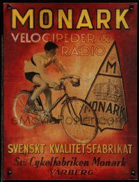 5t413 MONARK 12x16 Swedish commercial poster '80s great image of early bicycle and emblem!