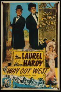 5t869 WAY OUT WEST 25x37 Dutch commercial poster '90s Laurel & Hardy classic!