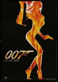 5t871 WORLD IS NOT ENOUGH 27x39 Dutch commercial poster '99 Bond, flaming silhouette of sexy girl!