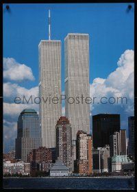 5t440 WORLD TRADE CENTER 24x34 English commercial poster '01 great photo of WTC towers & skyline!