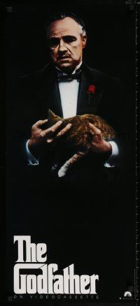 5t907 GODFATHER 17x38 video poster R91 Marlon Brando & cat in Francis Ford Coppola crime classic!