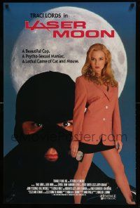 5t924 LASER MOON 25x38 video poster '93 cool image of sexy cop Traci Lords w/badge!