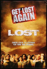 5t520 LOST DS tv poster '00s Josh Holloway, Naveen Andrews, Evangeline Lilly, cast & gold sky!