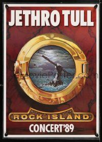 5t194 JETHRO TULL LAMINATED music poster '89 Rock Island, arm rising out of ocean through porthole!