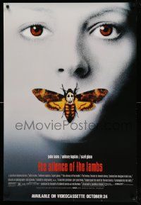 5t950 SILENCE OF THE LAMBS 2-sided 27x40 video poster '90 Jodie Foster, Anthony Hopkins, w/moth art