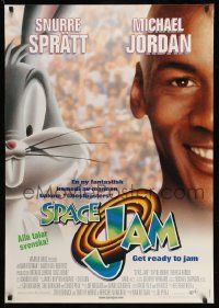5t956 SPACE JAM DS 28x39 Swedish video poster '96 Michael Jordan & Bugs Bunny in outer space!