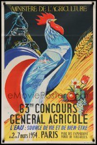 5t308 63ME CONCOURS GENERAL AGRICOLE 23x36 French special '54 striking artwork of rooster and more
