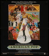 5t642 AMERICAN POP 2-sided advance 18x21 special '81 cool rock & roll art by McClean & Ralph Bakshi