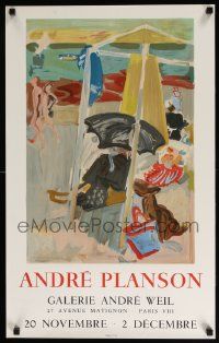 5t251 ANDRE PLANSON 18x29 French museum/art exhibition '60s cool different beach artwork!