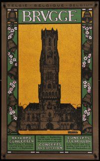5t174 BRUGGE 25x40 Belgian music poster '76 Reckelbus art of Belfort Tower!