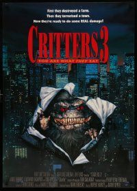 5t982 CRITTERS 3 27x37 REPRO poster '91 you are what they eat, now they're ready to do some damage!