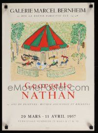 5t265 GEORGETTE NATHAN 16x22 French museum/art exhibition '57 carousel artwork by the artist!