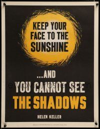 5t081 KEEP YOUR FACE TO THE SUNSHINE 17x22 motivational poster '60s Helen Keller quote!